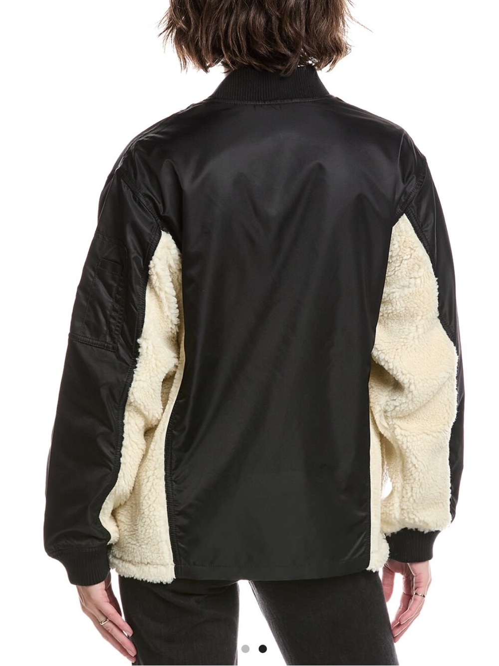 CAbi Charisma Black Bomber Jacket with Cream Sherpa Trim - Picture 2 of 9